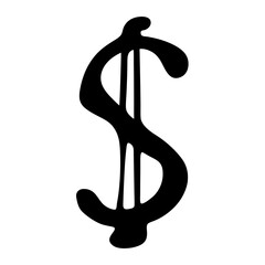 Black and white illustration of the universal symbol for American currency