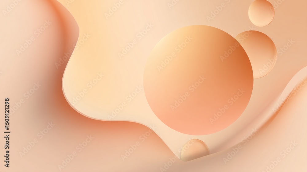 Poster A warm peach background features smooth, flowing curves alongside soft circular shapes, creating a calming and inviting atmosphere ideal for artistic designs or presentations