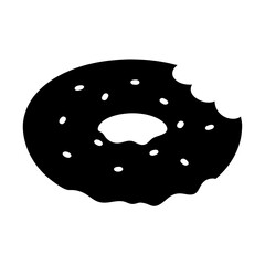 A monochrome illustration of a partially eaten donut with sprinkles