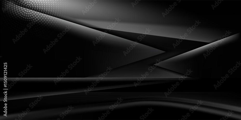 Poster abstract black and gray neon background with lights and shadows.vector eps10