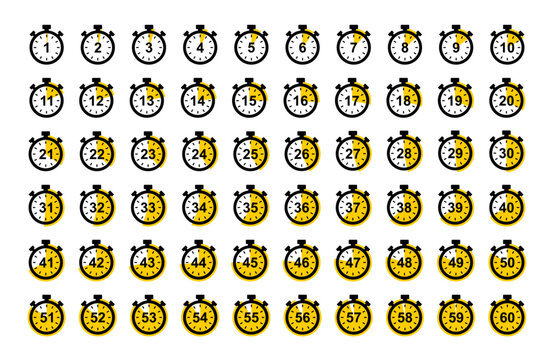 Stopwatch icon from 1 to 60