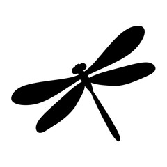 Silhouette of a dragonfly with transparent wings and long body