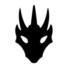 Black Silhouette of a Dragon's Head with Horns and Empty Eyes
