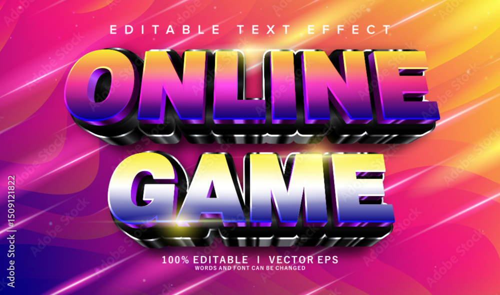 Poster online game vector text effect with modern style design