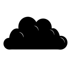 Simple flat black cloud isolated on white background, weather element