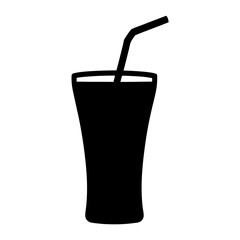 Silhouette of a refreshing beverage in a glass with a straw