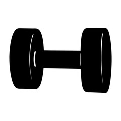 A solitary black dumbbell isolated on a white background ready to lift