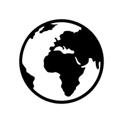 Black and White Earth Globe Showing Africa and Eurasia Continents Design © Atique62