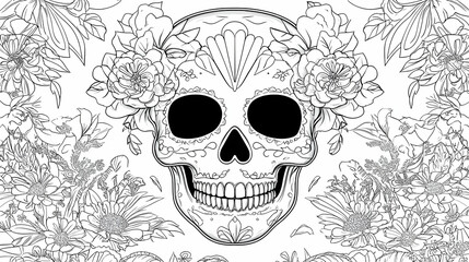 Fototapeta premium Detailed Black And White Skull Pattern Design