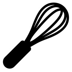 Black and white illustration of a classic wire whisk for cooking
