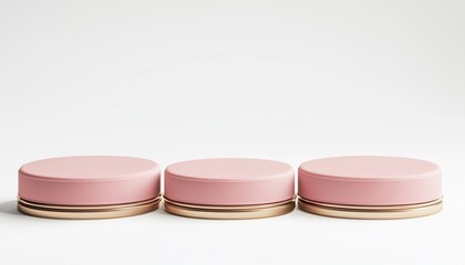 Luxurious Pink Gold Podiums With A Sophisticated Soft White Finish: Perfect For Showcasing Products, Mockups, Branding, Advertising, And Presentations.