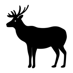 Silhouette of a majestic deer standing tall, with antlers facing forward