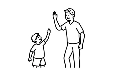 Father and son high five happy family bonding time