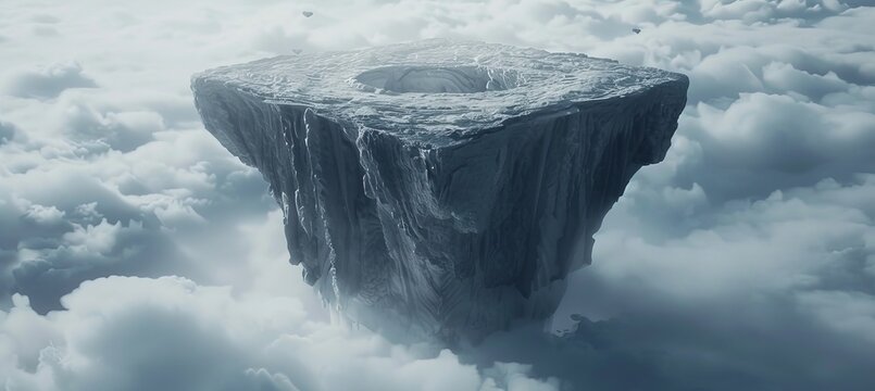 Surreal island hovering above the clouds, evoking dreamlike landscapes and ethereal beauty