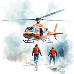 Rescue Services, watercolor illustration vector, high quality, isolated on a white background.