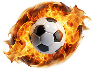 burning soccer ball isolated on white background.PNG Transparent file type with high definition picture quality available.