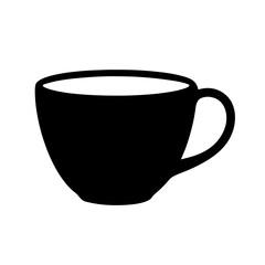 Silhouette of a coffee cup against a white background for breakfast