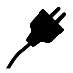 Simple two pronged black electrical plug silhouette for graphic design use