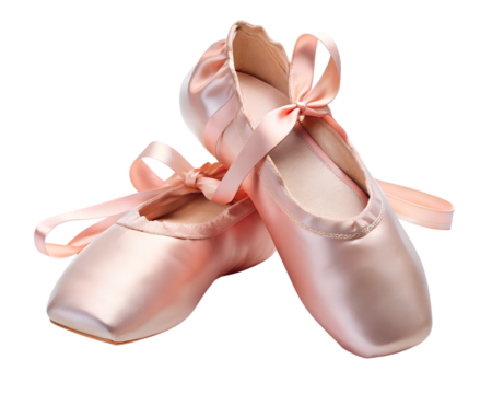 pair of ballet shoes isolated on white background.PNG Transparent file type with high definition picture quality available.