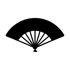 Elegant Black Fan Symbol with Spokes for Cooling and Decoration Purposes