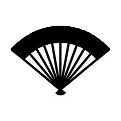 Stylized silhouette of a traditional folding fan, showcasing simplicity and elegance