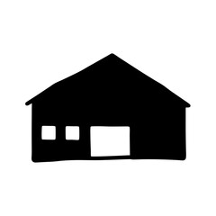 Simple Black and White Illustration of a Basic Building Silhouette