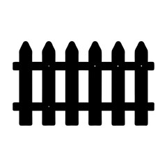 Black and white silhouette of a classic wooden picket fence image