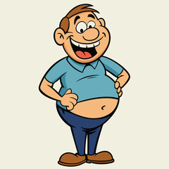 Obraz premium Cartoon man laughing hard holding his belly joyfully