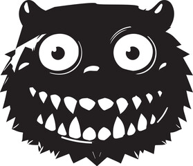 Cartoon Monster Mascot Face Icons Sharp teeth silhouette vector 
