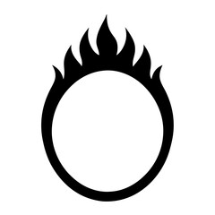 Abstract circle surrounded by flames, representing fire, energy, or a burning concept