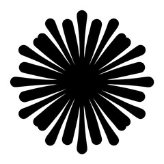 Abstract radiating pattern with rounded extensions, a black and white design