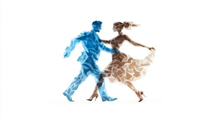 A graceful couple dancing together, showcasing elegance and joy through movement and rhythm in a vibrant illustration.
