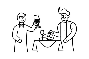 Two men enjoying a fine dining experience together