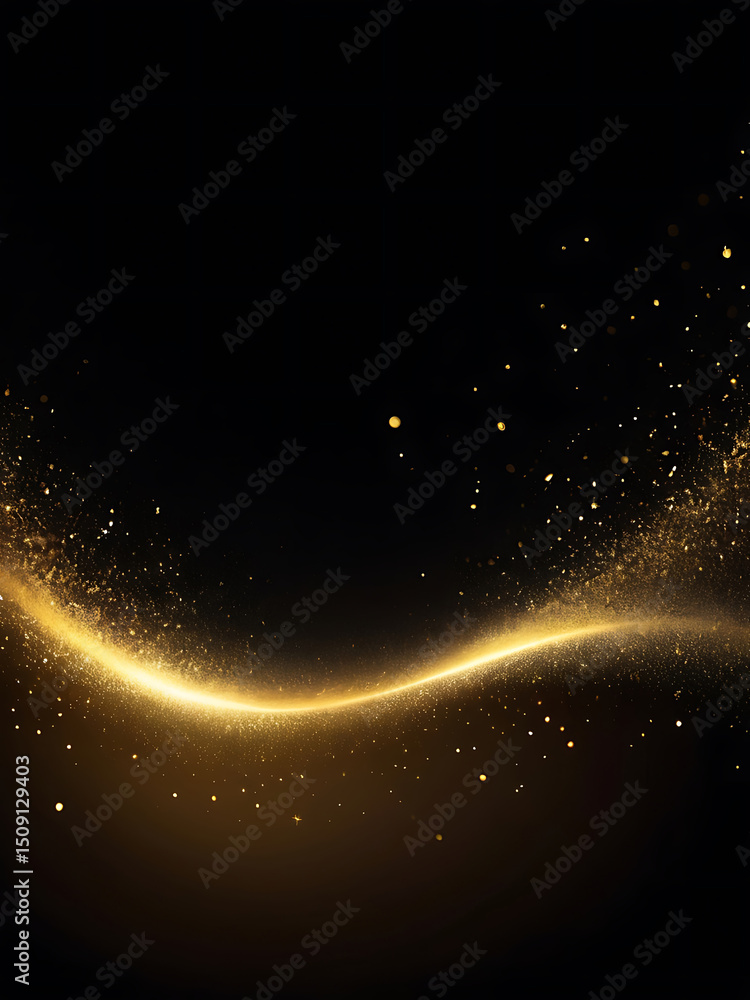 Poster golden light sparkle background with glowing particles and bokeh effects for design – ai