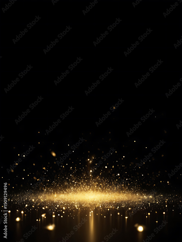 Poster golden light sparkle background with glowing particles and bokeh effects for design – ai