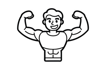Strong man flexing muscles cartoon illustration