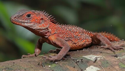 Obraz premium A camouflaged lizard blending seamlessly into a vibrant rainforest leaf in its natural habitat