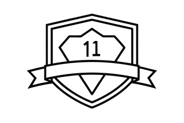 Number eleven badge shield crest emblem design
