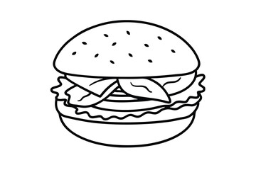 Delicious hamburger outline simple fast food drawing