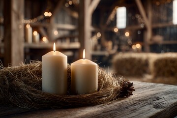 Candlelight Setting Enhances the Warmth of a Nativity Display