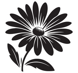 Fototapeta premium Black and White Daisy Flower Illustration: Detailed Floral Design, Botanical Art, Nature Inspired Graphic, Elegant Flower Clipart, Vector Image
