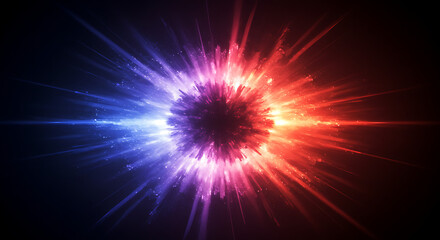 Fototapeta premium Abstract Red Blue Energy Burst Glowing Light Explosion Cosmic Star Background