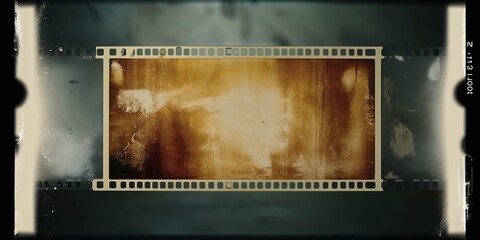 Obraz premium Film stripe frame old retro vintage antique ancient effect grunge rough texture celluloid tape background dirty distress aged scuffs movie cinema