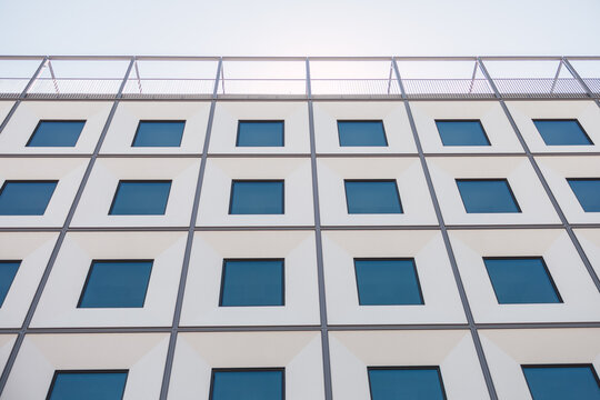 Modern architecture with geometric facade pattern