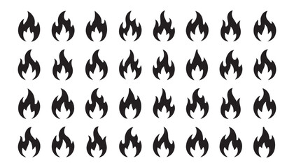 Seamless Pattern of Black Fire Icons