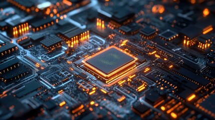 Obraz premium Artificial Intelligence-Powered Microchip Transmission