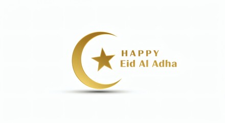 Happy Eid al-Adha Celebrating the Feast of Sacrifice with Golden Crescent Moon and Star