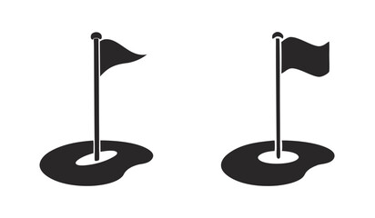 Golf course flag icons set isolated transparent background