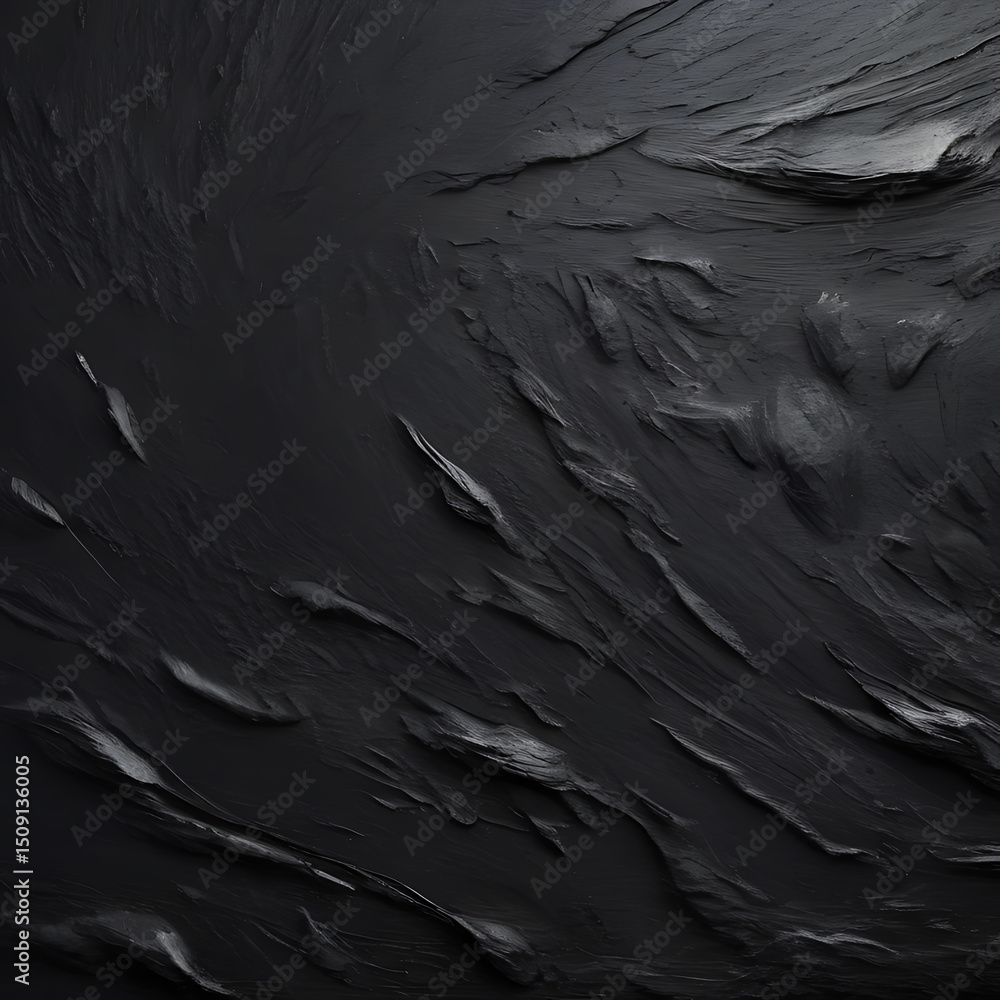 Poster dark textured abstract surface with black waves and rough artistic flow pattern – ai