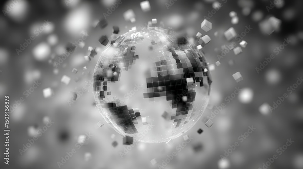Poster global network abstract earth digital cubes connectivity technology